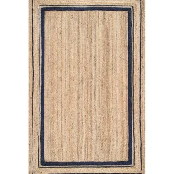 Kirklands Home Area Rugs|Black Double Border Braided Jute Area Rug, 5x8