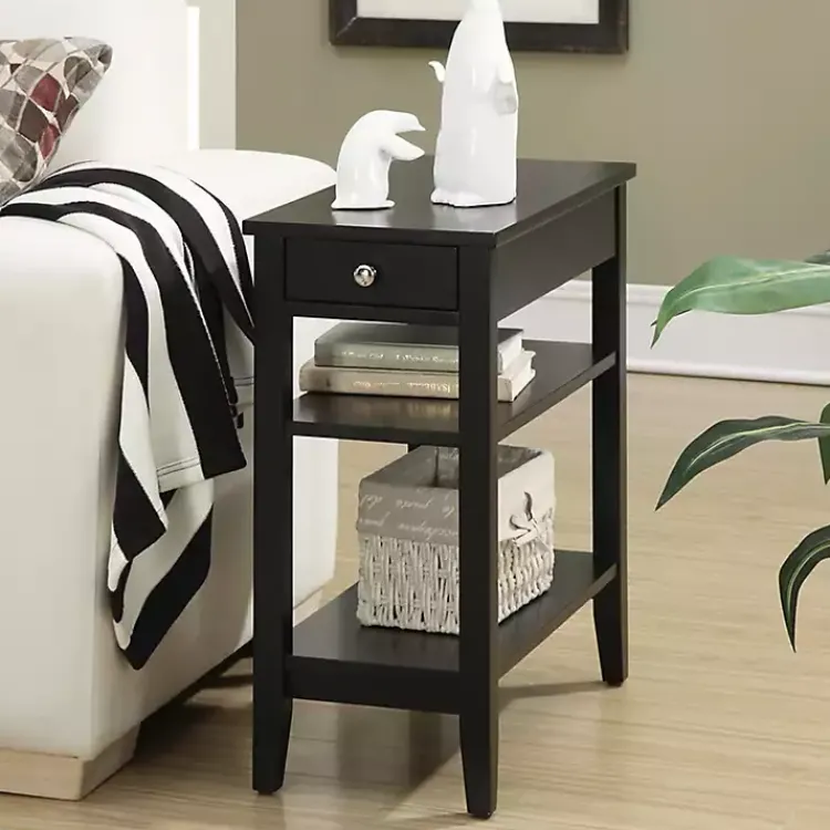 Kirklands Home Accent & End Tables|Double Shelf Wood Accent Table Black