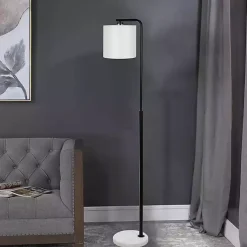 Kirklands Home Floor Lamps|Black Downbridge Marble Base Floor Lamp White