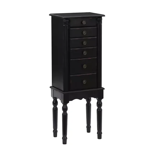 Kirklands Home Dressers & Chests|5-Drawer Ollie Petite Jewelry Armoire Black