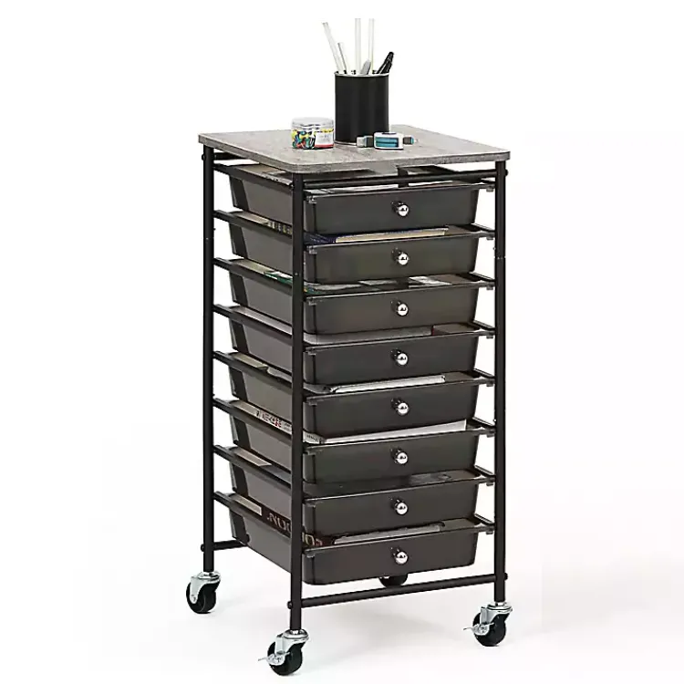 Kirklands Home Office Furniture|8-Drawer Rolling Storage Cart Black
