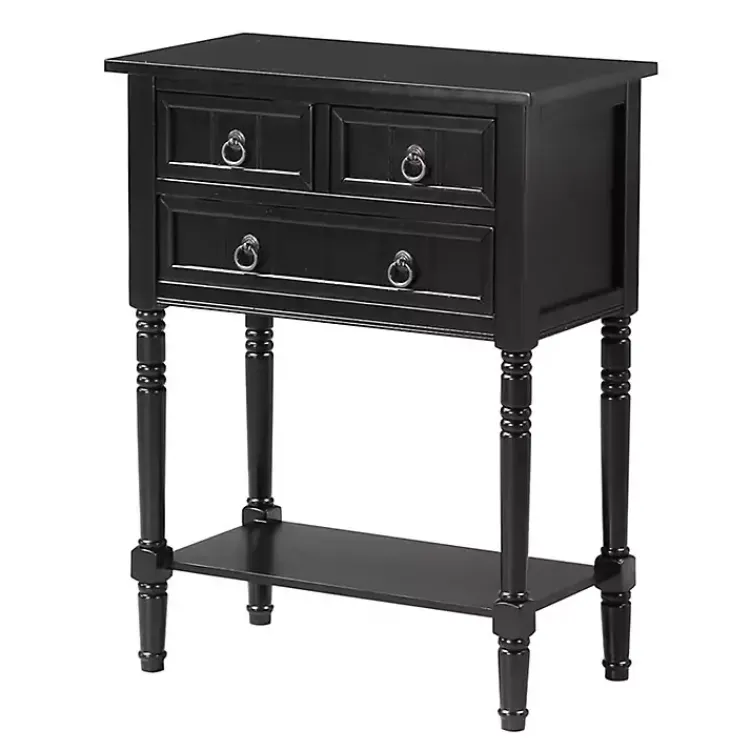 Kirklands Home Accent & End Tables|3-Drawer Turned Legs Accent Table Black