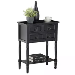 Kirklands Home Accent & End Tables|3-Drawer Turned Legs Accent Table Black