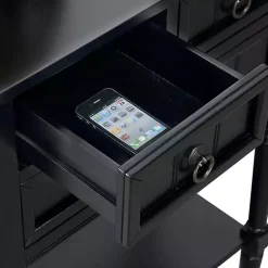 Kirklands Home Accent & End Tables|3-Drawer Turned Legs Accent Table Black