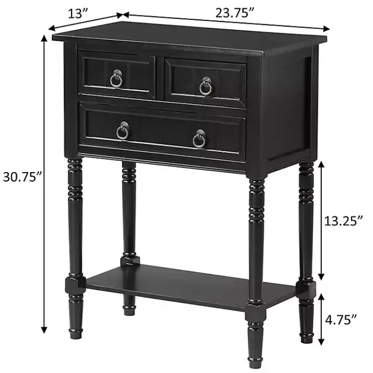 Kirklands Home Accent & End Tables|3-Drawer Turned Legs Accent Table Black