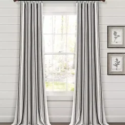 Kirklands Home Curtains & Drapes|Farmhouse Stripe Curtain Panel Set, 108 in. Black