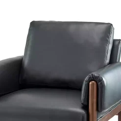 Kirklands Home Accent Chairs|Faux Leather and Wood Accent Chair Black