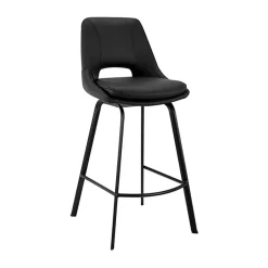 Kirklands Home Bar Stools & Counter Height Stools|Faux Leather Carise Swivel Bar Stool Black