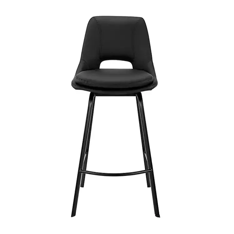 Kirklands Home Bar Stools & Counter Height Stools|Faux Leather Carise Swivel Bar Stool Black