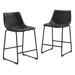 Kirklands Home Bar Stools & Counter Height Stools|Faux Leather Counter Stools, Set of 2 Black