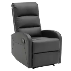 Kirklands Home Accent Chairs|Faux Leather Dormi Recliner Black