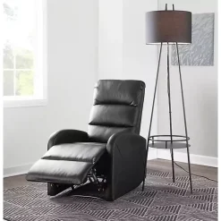 Kirklands Home Accent Chairs|Faux Leather Dormi Recliner Black