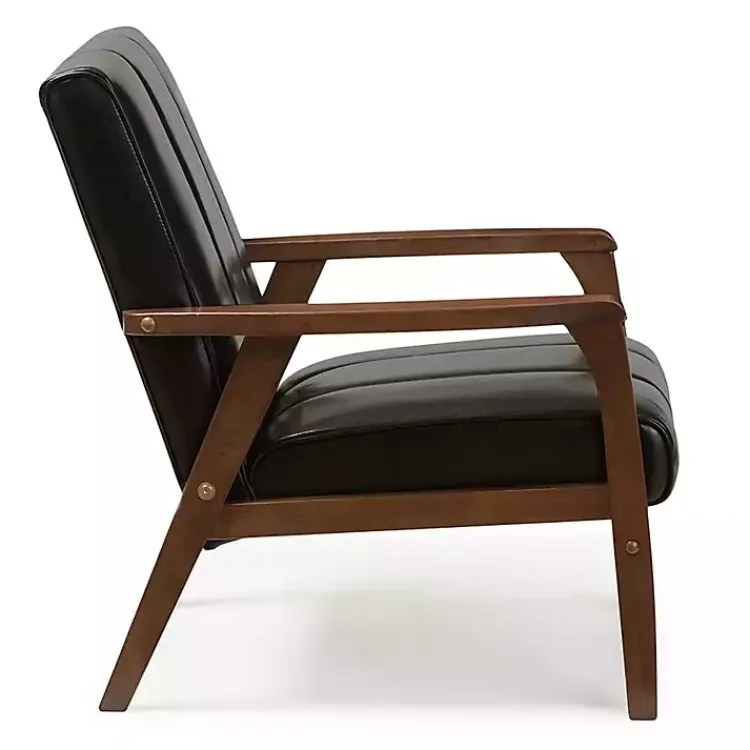 Kirklands Home Accent Chairs|Faux Leather Kegan Accent Chair Black