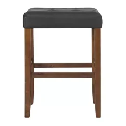 Kirklands Home Bar Stools & Counter Height Stools|Black Faux Leather Madison Walnut Stool Bar