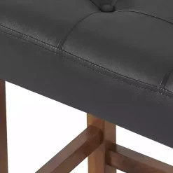 Kirklands Home Bar Stools & Counter Height Stools|Black Faux Leather Madison Walnut Stool Bar