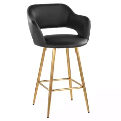 Kirklands Home Bar Stools & Counter Height Stools|Faux Leather Marge Counter Stools, Set of 2 Black