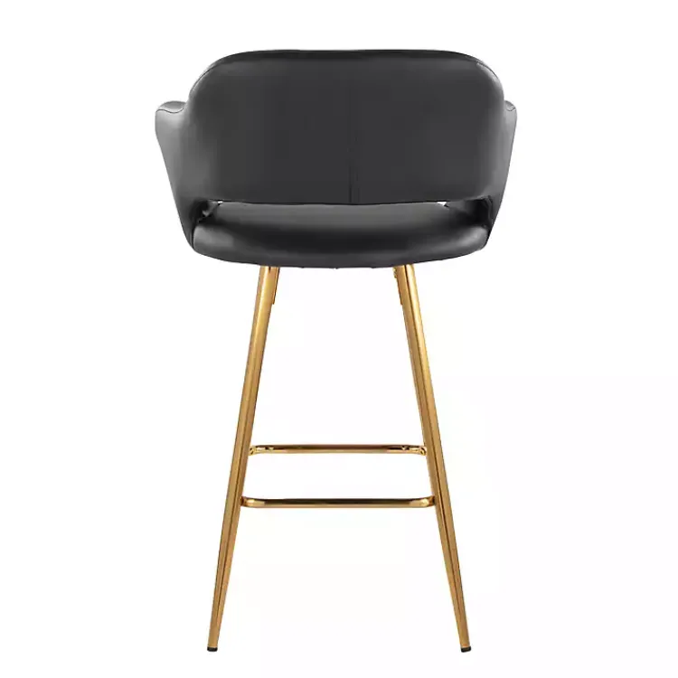 Kirklands Home Bar Stools & Counter Height Stools|Faux Leather Marge Counter Stools, Set of 2 Black
