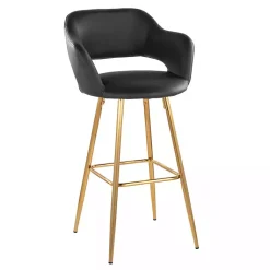 Kirklands Home Bar Stools & Counter Height Stools|Faux Leather Marge Bar Stools, Set of 2 Black