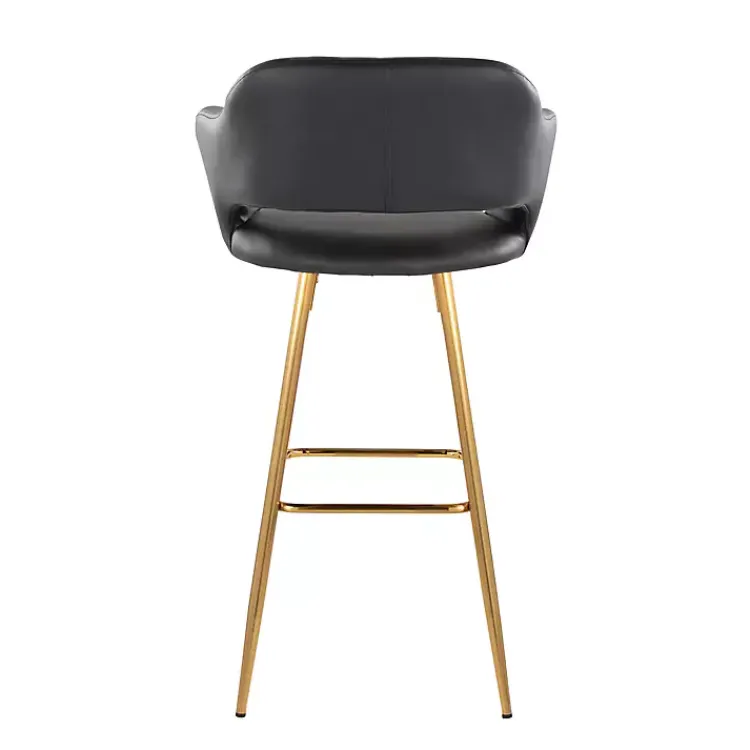 Kirklands Home Bar Stools & Counter Height Stools|Faux Leather Marge Bar Stools, Set of 2 Black