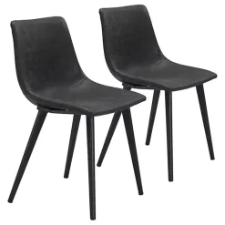 Kirklands Home Dining Chairs|Faux Leather Scoop Dining Chairs, Set of 2 Black