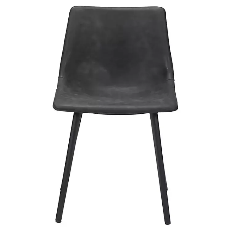 Kirklands Home Dining Chairs|Faux Leather Scoop Dining Chairs, Set of 2 Black