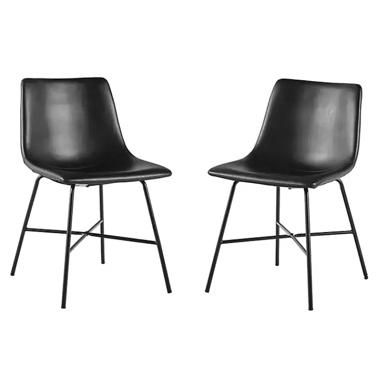 Kirklands Home Dining Chairs|Faux Leather Scoop Dining Chairs, Set of 2 Black
