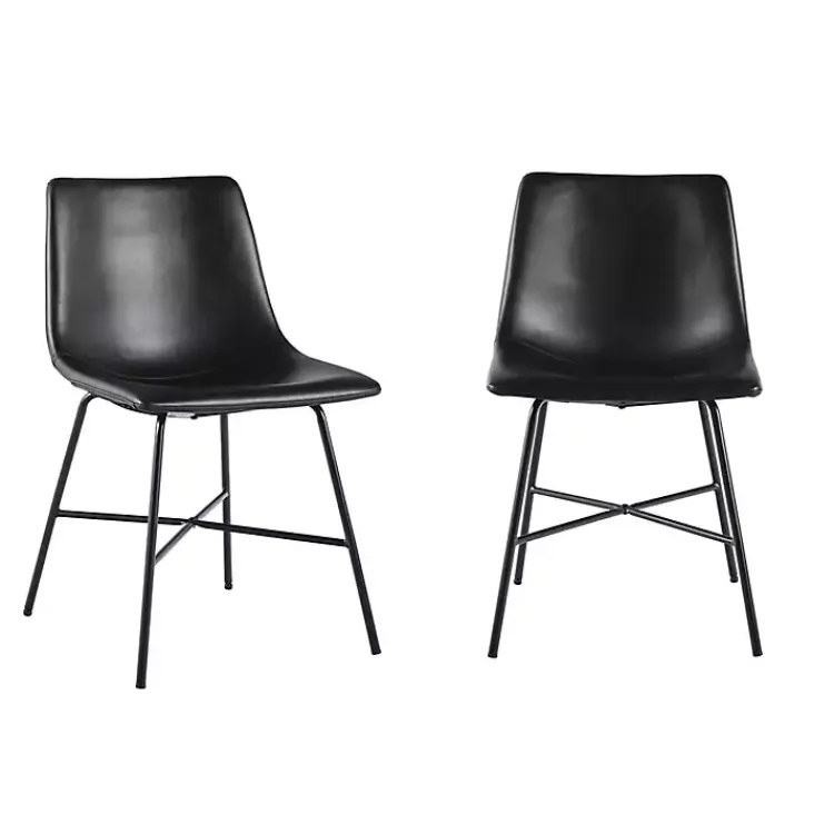 Kirklands Home Dining Chairs|Faux Leather Scoop Dining Chairs, Set of 2 Black