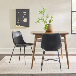 Kirklands Home Dining Chairs|Faux Leather Scoop Dining Chairs, Set of 2 Black