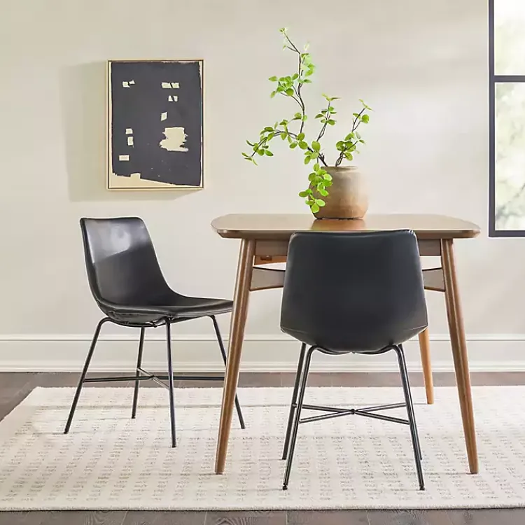 Kirklands Home Dining Chairs|Faux Leather Scoop Dining Chairs, Set of 2 Black