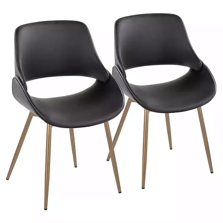 Kirklands Home Accent Chairs|Faux Leather Scooped Accent Chairs, Set of 2 Black