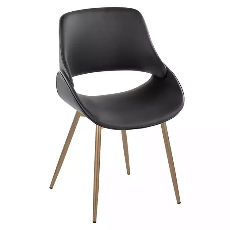 Kirklands Home Accent Chairs|Faux Leather Scooped Accent Chairs, Set of 2 Black