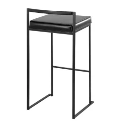 Kirklands Home Bar Stools & Counter Height Stools|Faux Leather Stackable Bar Stools, Set of 2 Black