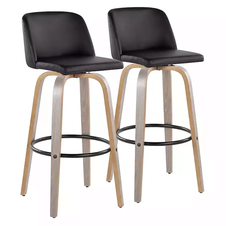 Kirklands Home Bar Stools & Counter Height Stools|Faux Leather Torino Bar Stools, Set of 2 Black