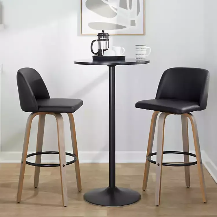 Kirklands Home Bar Stools & Counter Height Stools|Faux Leather Torino Bar Stools, Set of 2 Black