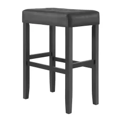 Kirklands Home Bar Stools & Counter Height Stools|Faux Leather Tufted Madison Bar Stool Black