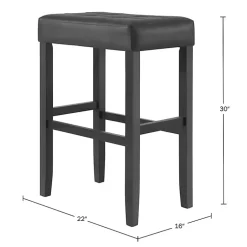 Kirklands Home Bar Stools & Counter Height Stools|Faux Leather Tufted Madison Bar Stool Black