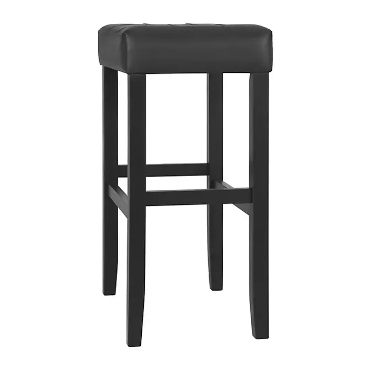 Kirklands Home Bar Stools & Counter Height Stools|Faux Leather Tufted Madison Bar Stool Black