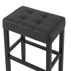 Kirklands Home Bar Stools & Counter Height Stools|Faux Leather Tufted Madison Bar Stool Black