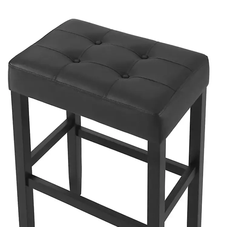 Kirklands Home Bar Stools & Counter Height Stools|Faux Leather Tufted Madison Bar Stool Black
