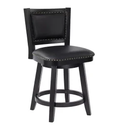 Kirklands Home Bar Stools & Counter Height Stools|Faux Leather Upholstered Counter Stool Black