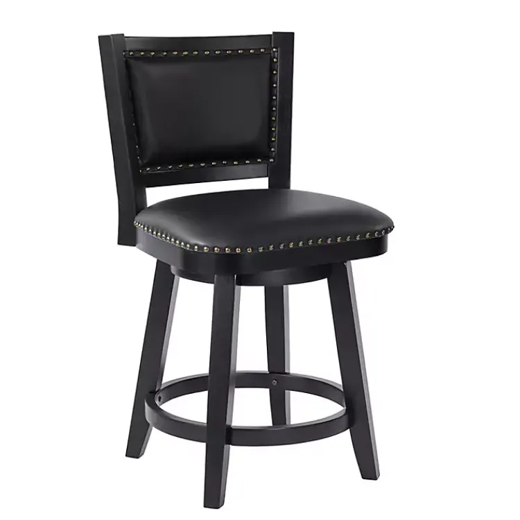 Kirklands Home Bar Stools & Counter Height Stools|Faux Leather Upholstered Counter Stool Black