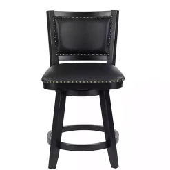 Kirklands Home Bar Stools & Counter Height Stools|Faux Leather Upholstered Counter Stool Black
