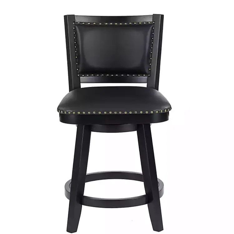 Kirklands Home Bar Stools & Counter Height Stools|Faux Leather Upholstered Counter Stool Black