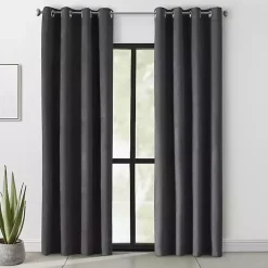 Kirklands Home Curtains & Drapes|Faux Suede out Curtain Panel, 108 in. Black