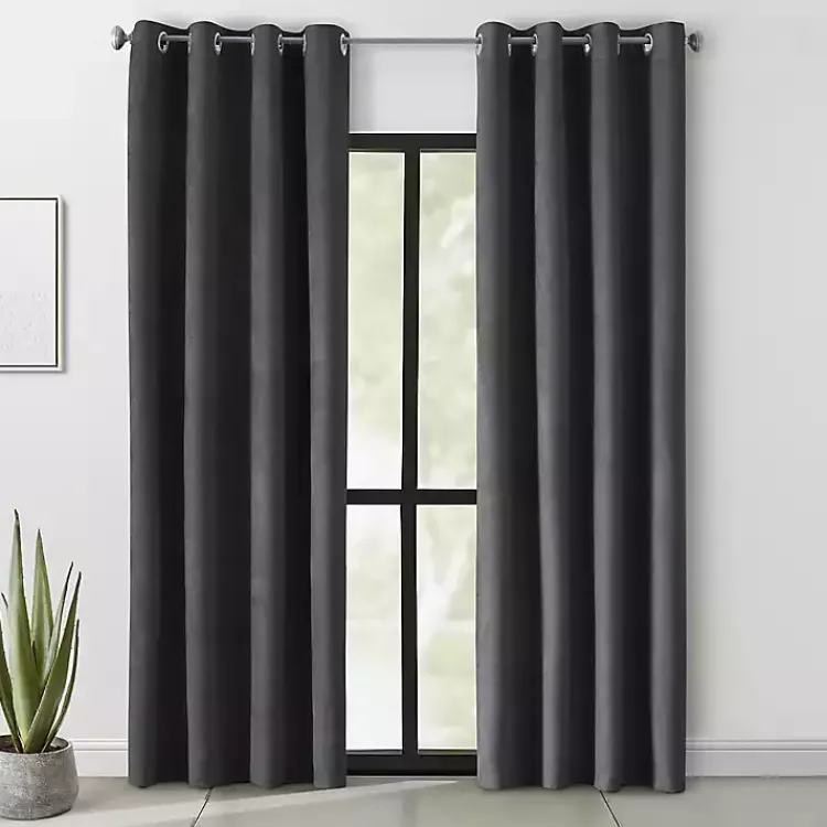 Kirklands Home Curtains & Drapes|Faux Suede out Curtain Panel, 95 in. Black