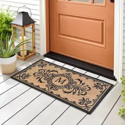 Kirklands Home Doormats|Black Fleur De Lis Monogram M Doormat