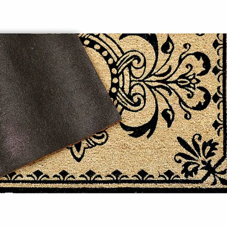 Kirklands Home Doormats|Black Fleur De Lis Monogram P Doormat