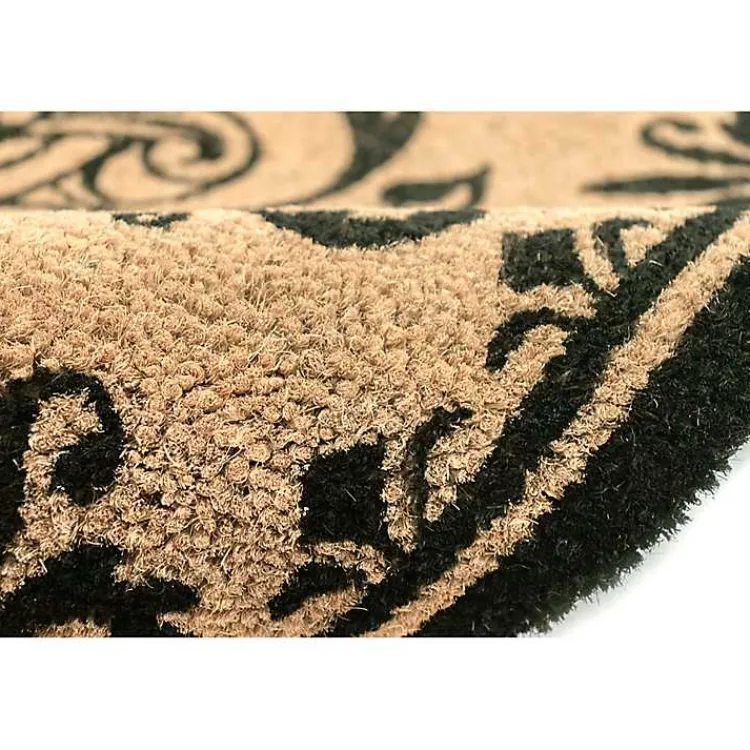 Kirklands Home Doormats|Black Fleur De Lis Monogram P Doormat