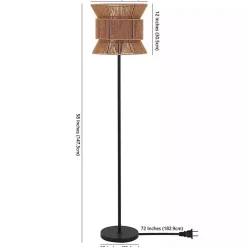 Kirklands Home Floor Lamps|Black Floor Lamp with Natural Woven Shade Brown