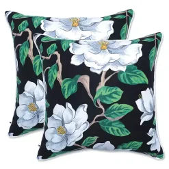 Kirklands Home Outdoor Cushions & Pillows|Black Floral Blooms 2-pc. Outdoor Pillows